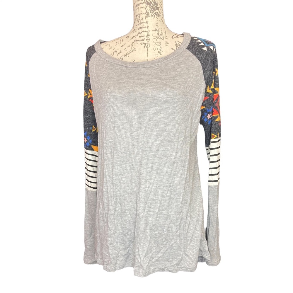 4 for $35 Flower/stripe Printed long sleeve top